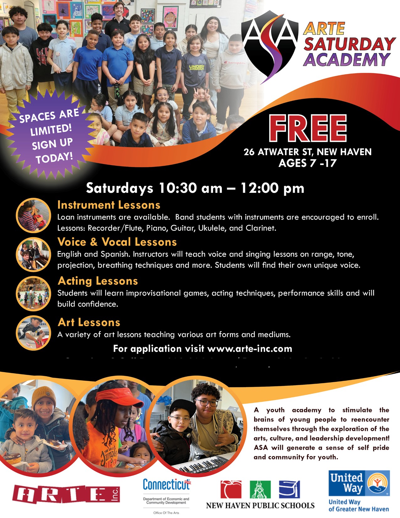 ASA Flyer Sep 2025 Arte Inc ARTS SATURDAY ACADEMY!